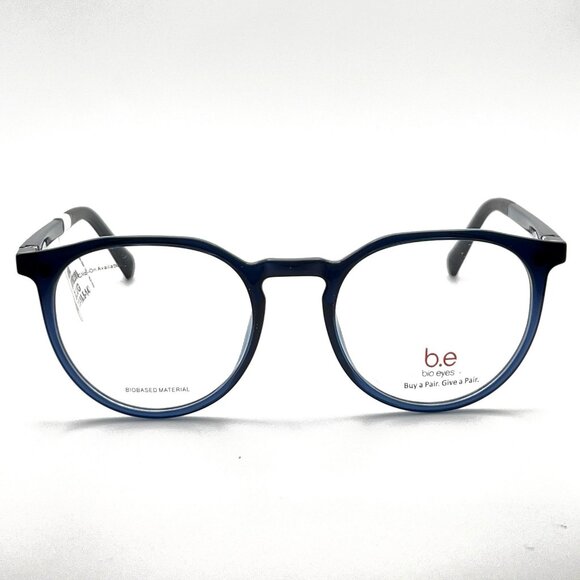 B.e Bio Eyes Vernal BLUG Full Eyeglass Frames Round Key Blue Black 50-18.5-143 - Picture 1 of 12